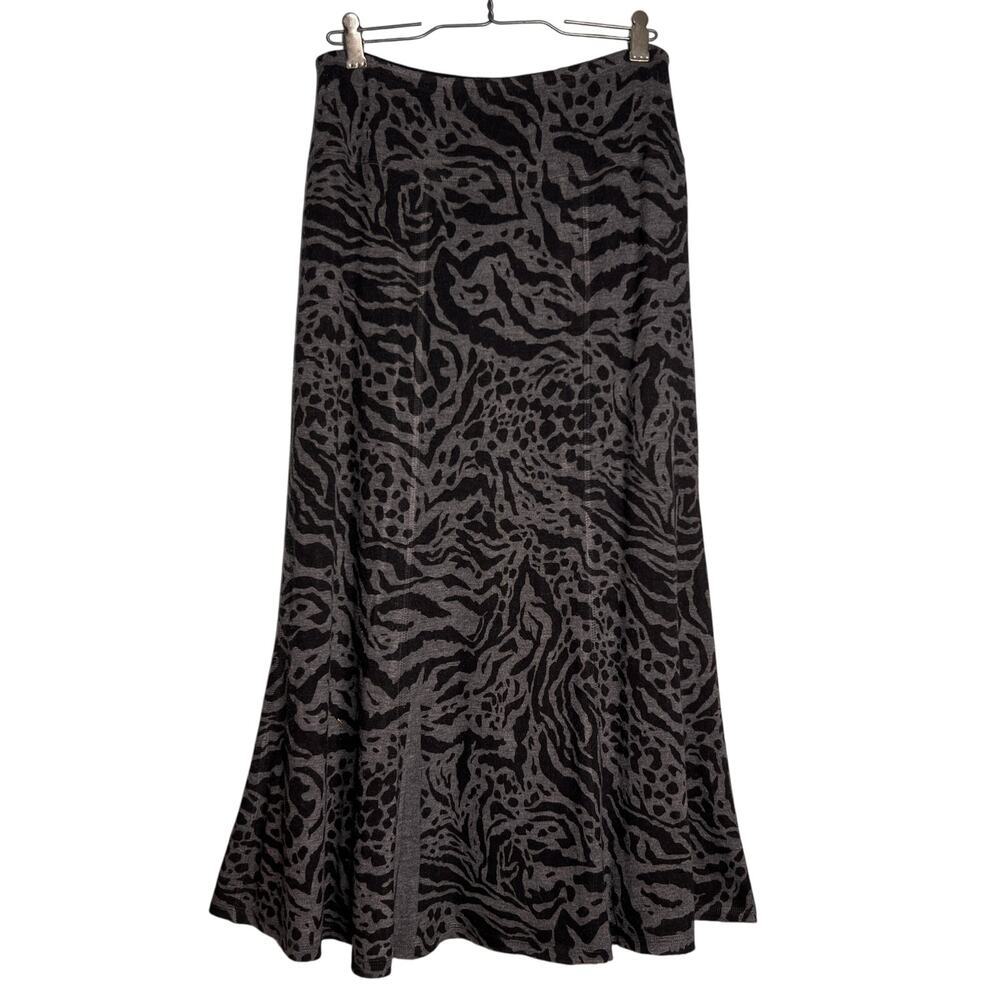 Vintage Y2K 3 in 1 Reversible Skirt Size Medium Black Gray Animal Print Midi